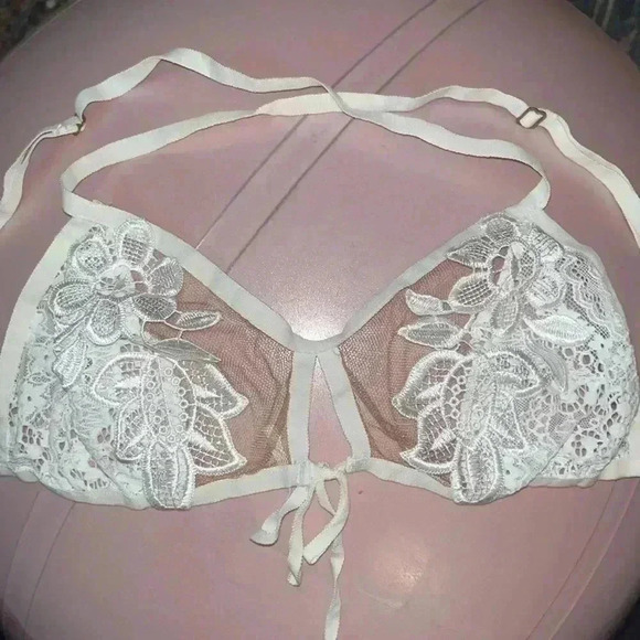 For Love And Lemons Other - Bralette Skivvies embroidered For Love & Lemons Sheer Mesh Appliqué Floral Bra